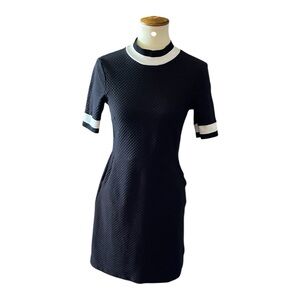 French Connection Black Mini Dress with White Trim